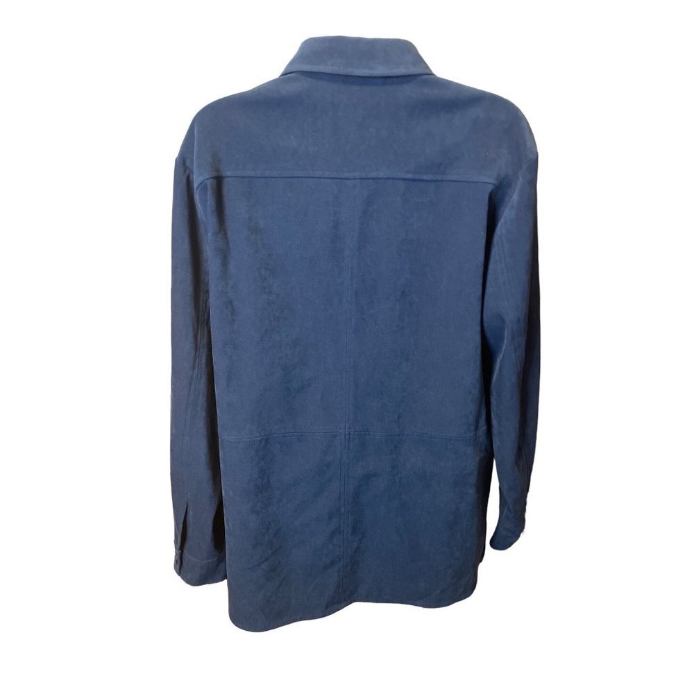 Talbots Navy Soft Stretch Button Up Collared Blou… - image 2